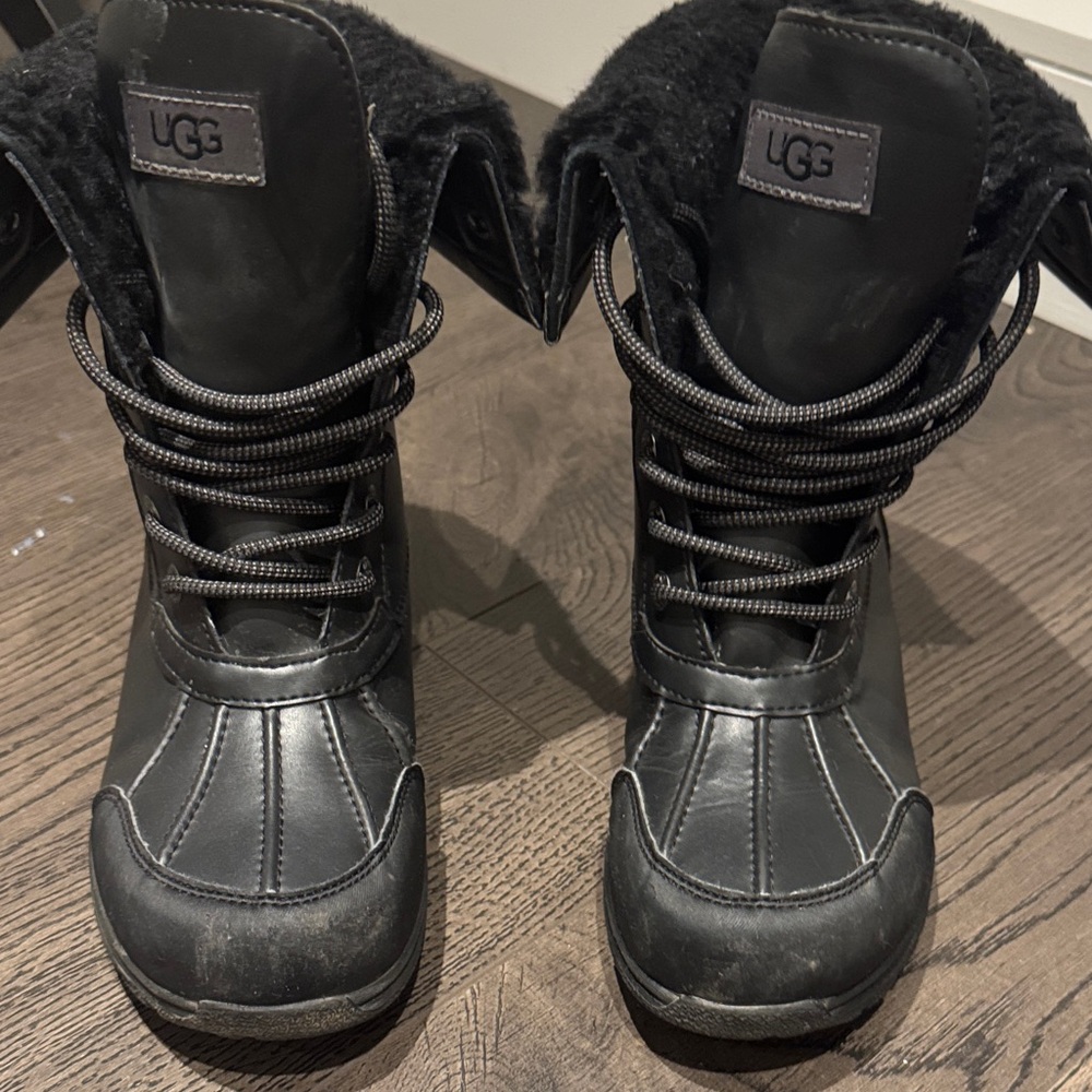 UGG Kids Black Lace-Up Boots